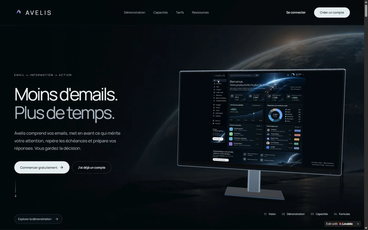 Aperçu du site Avelis, partenaire d’AJB Studio